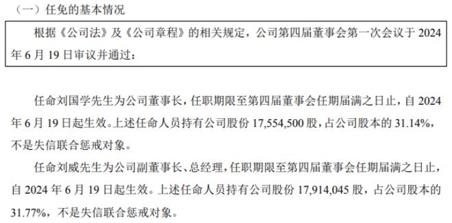 通宝光电任命刘国学为公司董事长2023年公司净利622485万